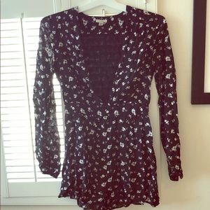 Black & White Floral Low V Romper